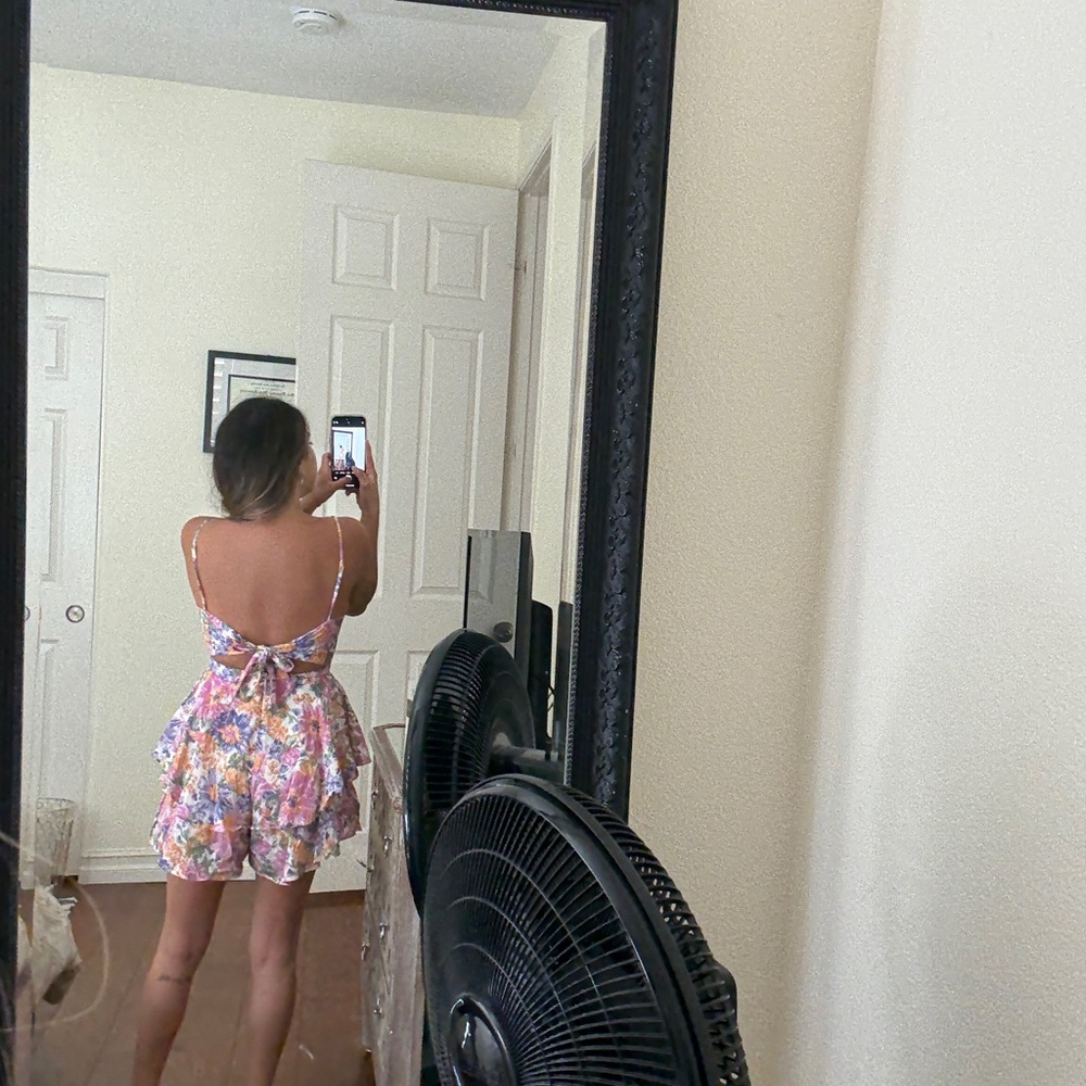 Selfie Leslie Floral Mini romper Dress - Pink and Purple - Picture 7 of 7